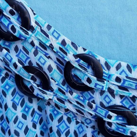 Roz & Ali Blue Print Sleeveless Top Size XL - Picture 7 of 11